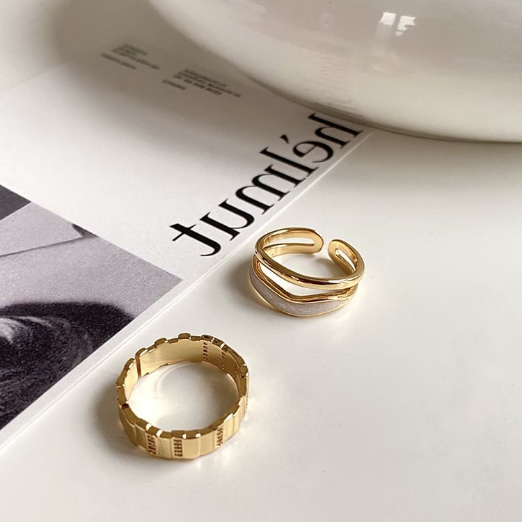 Glaze Layered Alloy Open Ring / Rhinestone Alloy Open Ring