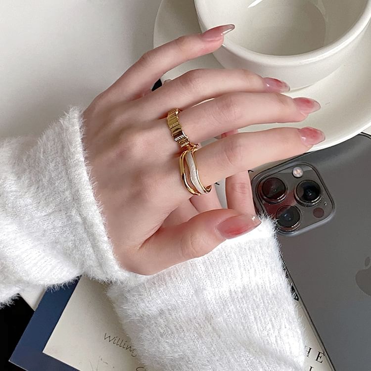 Glaze Layered Alloy Open Ring / Rhinestone Alloy Open Ring