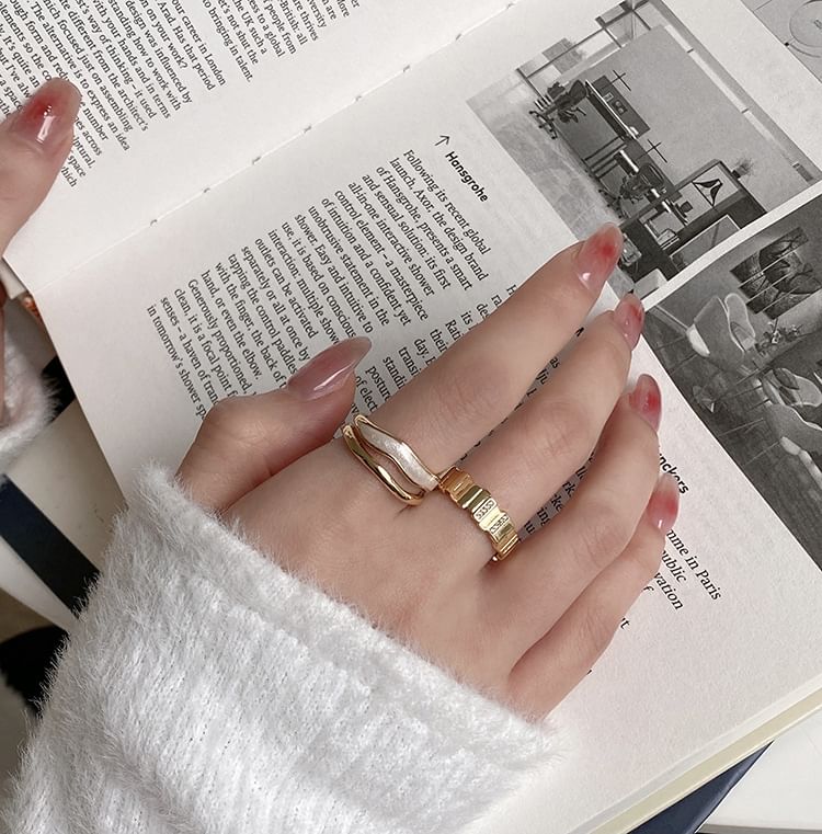 Glaze Layered Alloy Open Ring / Rhinestone Alloy Open Ring