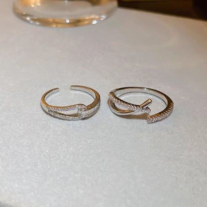 Rhinestone Alloy Open Ring (Various Designs)