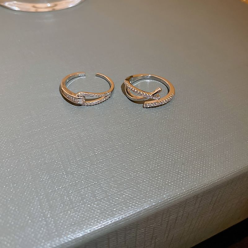 Rhinestone Alloy Open Ring (Various Designs)