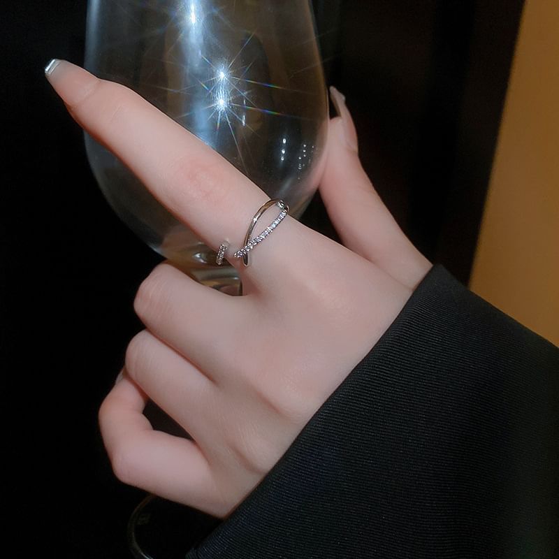 Rhinestone Alloy Open Ring (Various Designs)