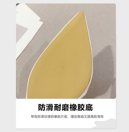 Pointed-Toe Chunky-Heel Slippers Rhinestone