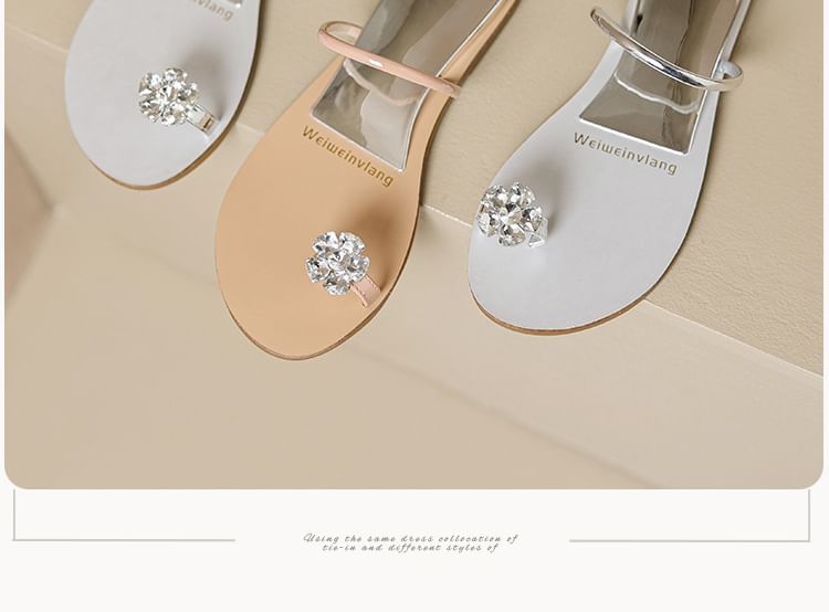 Rhinestone Toe Loop Slide Sandals