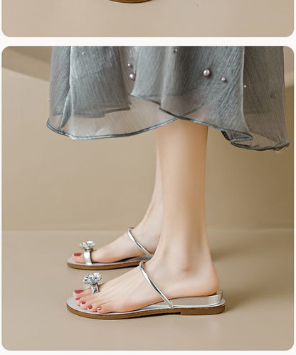 Rhinestone Toe Loop Slide Sandals