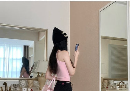 Mid Waist Bow Embroidered Tie-Up Wide Leg Pants