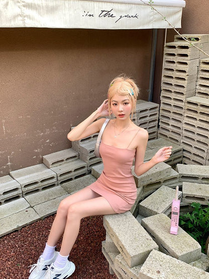 Thin Strap Simple Mini Sheath Dress