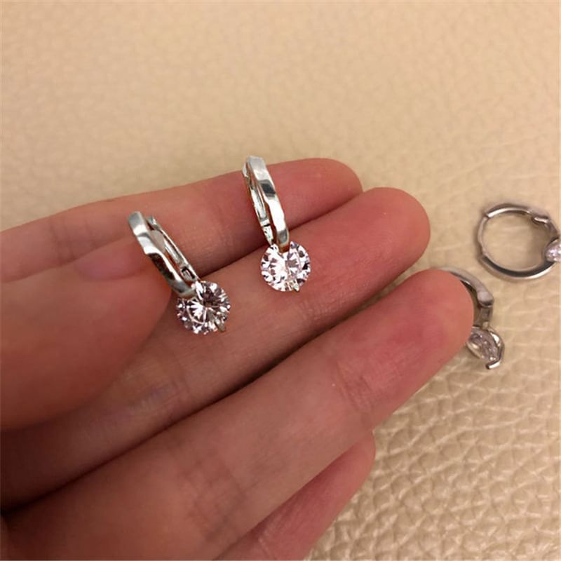 Boucles d'oreilles pendantes en alliage avec strass