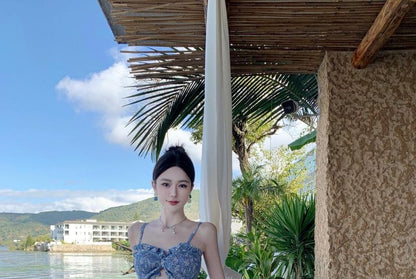 Spaghetti Strap Floral Cutout Maxi Sundress