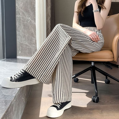 High Rise Striped Wide Leg Pants (Various Designs)