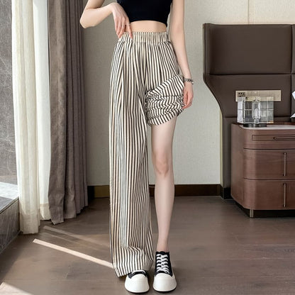High Rise Striped Wide Leg Pants (Various Designs)