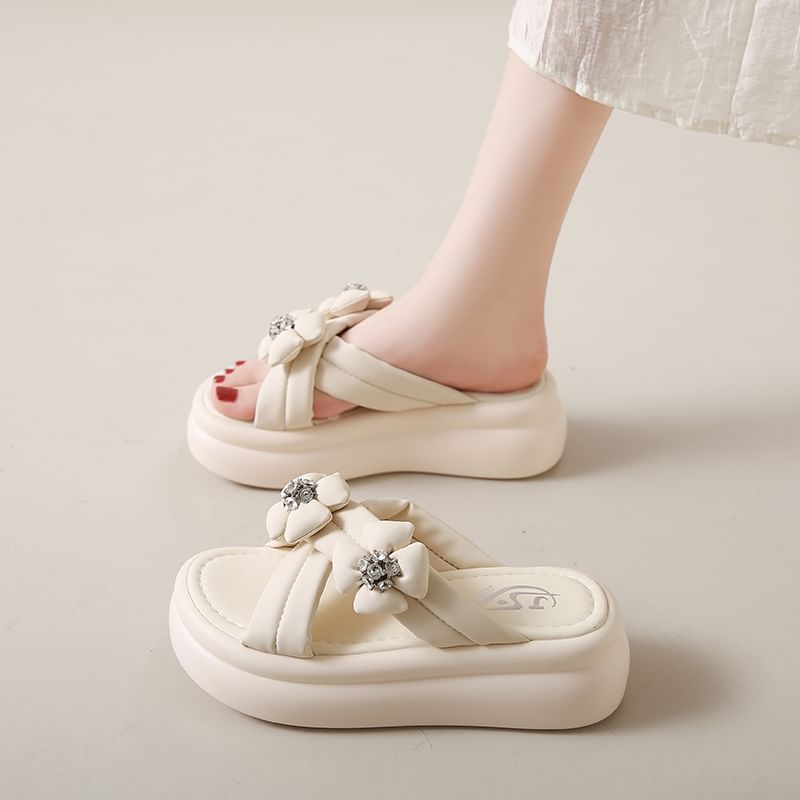 Platform Flower Slide Sandals