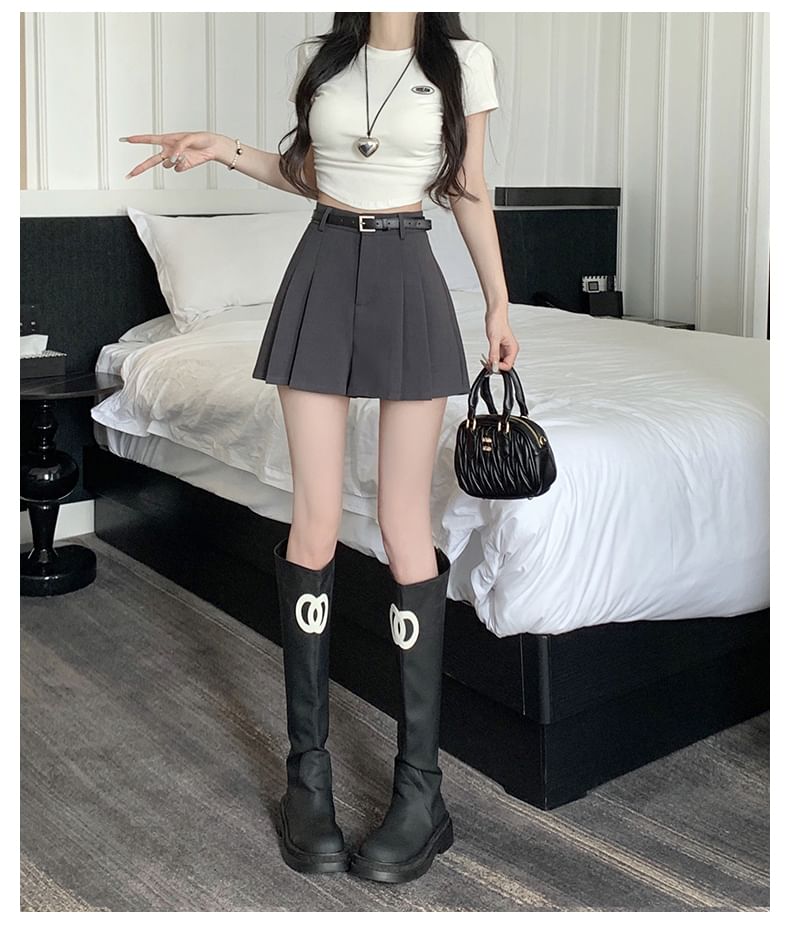 High Waist Plain Wide Leg Dress Shorts