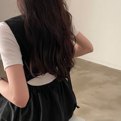 Ärmelloses, schlichtes Maxi-A-Linien-Kleid mit offenem Rücken