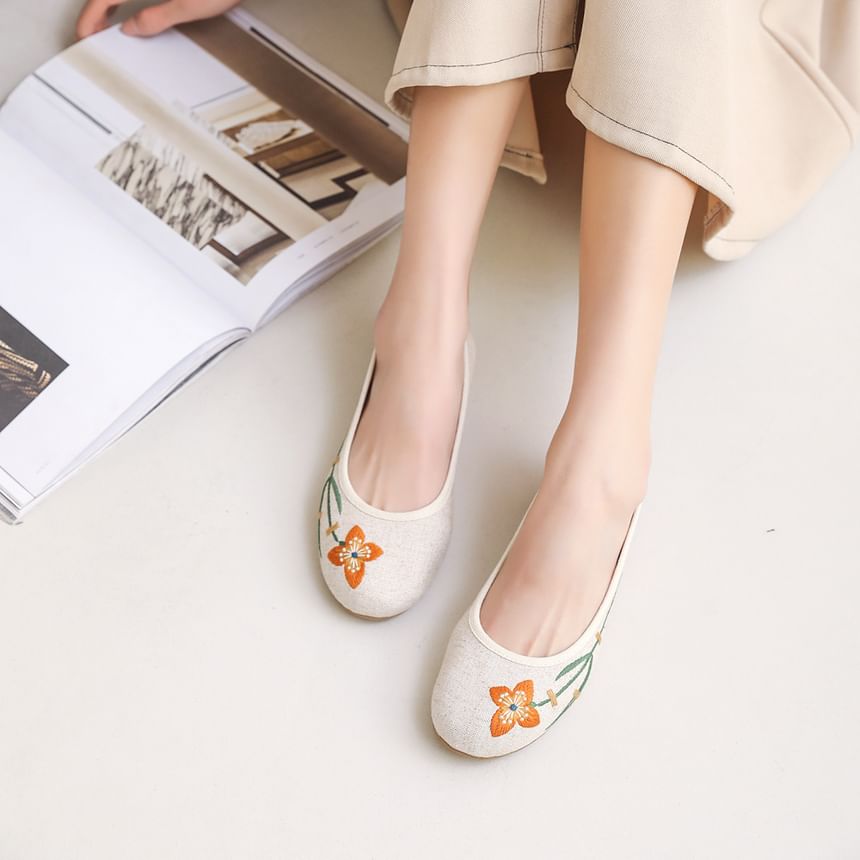 Flats Flower Embroidered