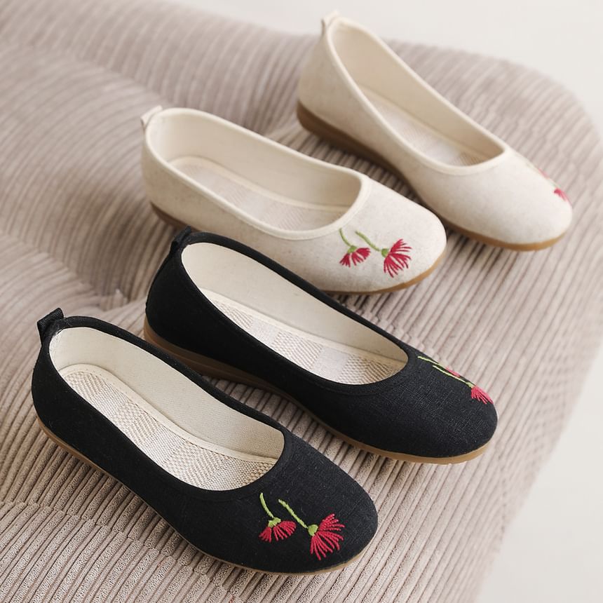 Embroidered Flats Flower