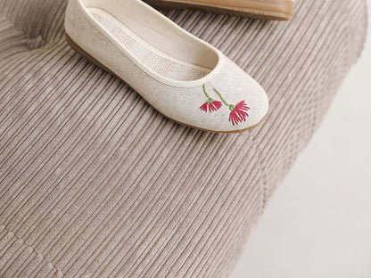 Embroidered Flats Flower