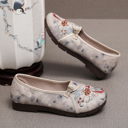 Flower Embroidered Flats