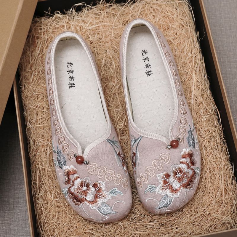 Embroidered Flower Flats
