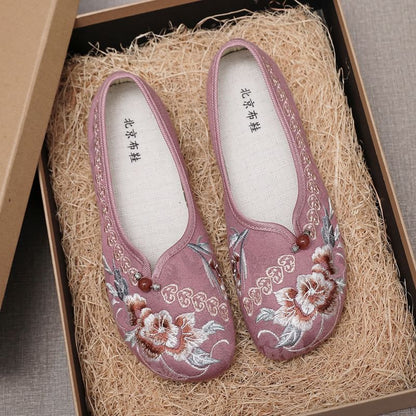 Embroidered Flower Flats