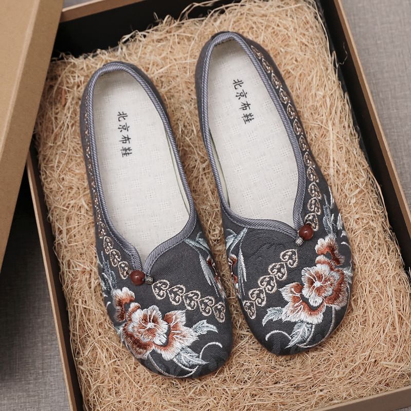 Embroidered Flower Flats