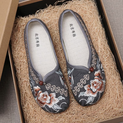 Embroidered Flower Flats