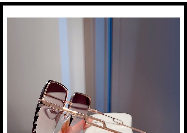 Diamond Cut Square Half Frame Sunglasses