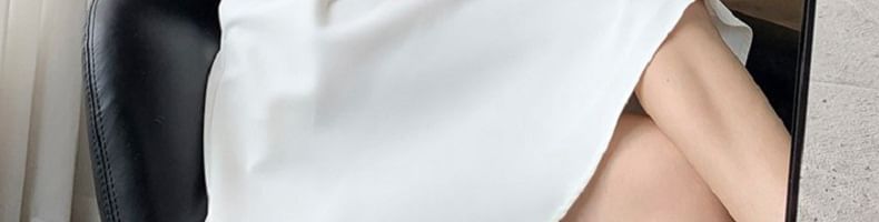 Square Puff Dress A-Line Plain Neck Mini Sleeve