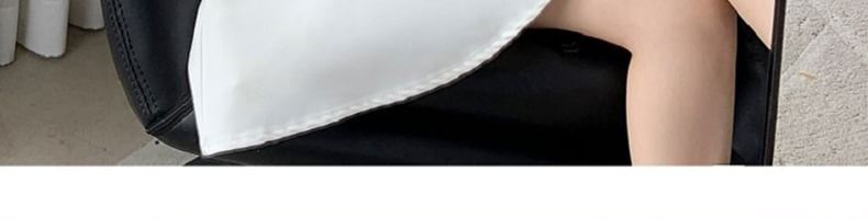 Square Puff Dress A-Line Plain Neck Mini Sleeve