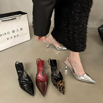 Pointed Slingback Kitten Heel Sandals