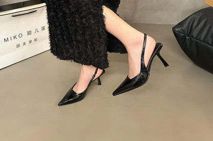 Pointed Slingback Kitten Heel Sandals