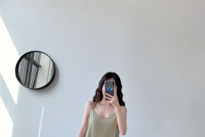 Thin Strap V-Neck Simple Backless Slit Midi Shift Dress