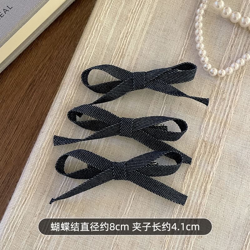 Set of 3: Bow Denim Hair Clip