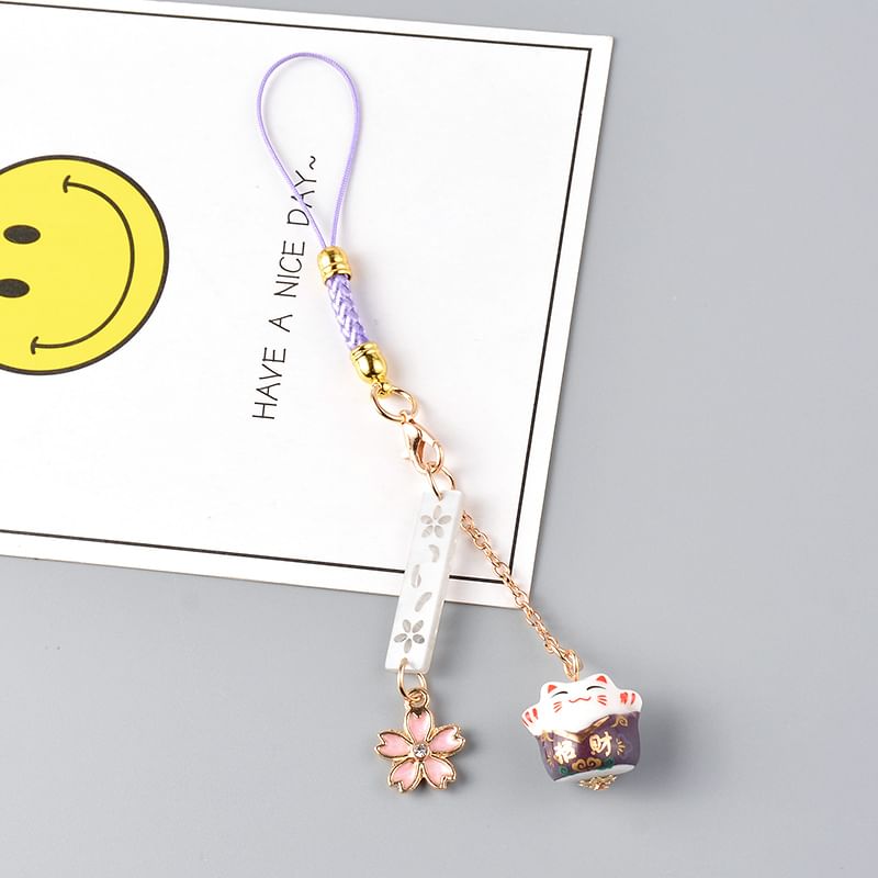 Lucky Cat Sakura Phone Charm