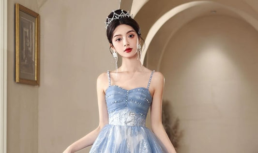 Rhinestone Accent A-Line Evening Gown