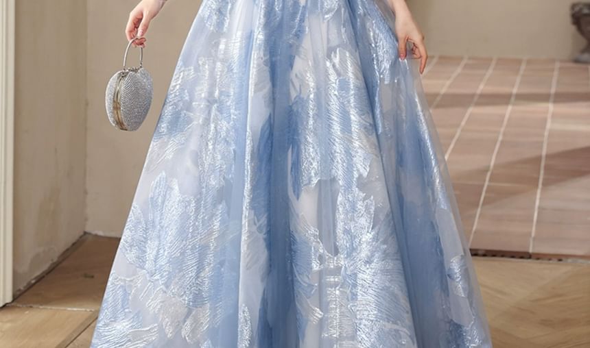 Rhinestone Accent A-Line Evening Gown