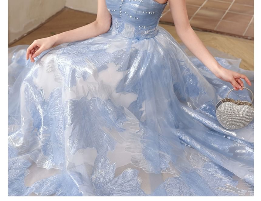 Rhinestone Accent A-Line Evening Gown