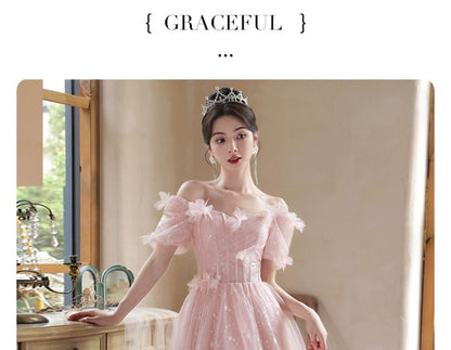 Square Neck Glitter A-Line Evening Gown