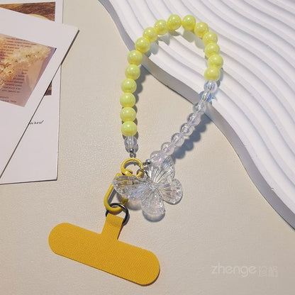 Butterfly Bead Phone Strap with Lanyard Pad