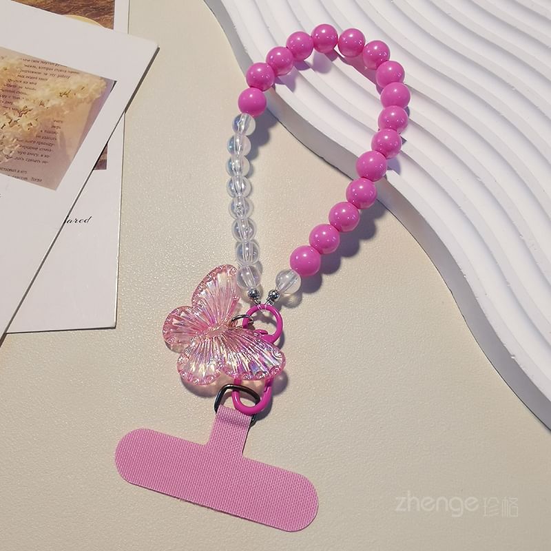 Butterfly Bead Phone Strap with Lanyard Pad