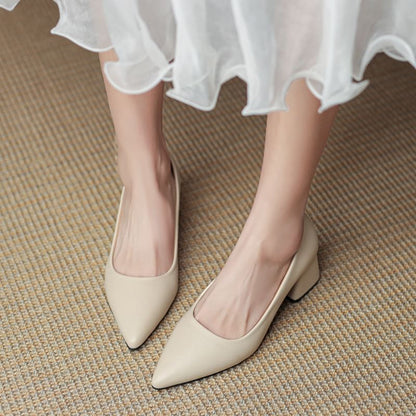 Block Heel Pointed Pumps