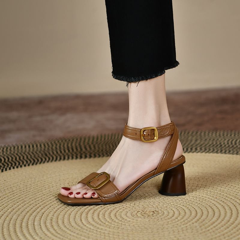 Block Heel Buckled Sandals