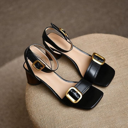 Block Heel Buckled Sandals