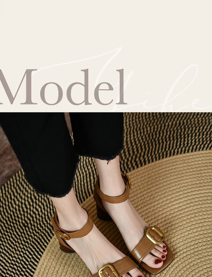 Block Heel Buckled Sandals