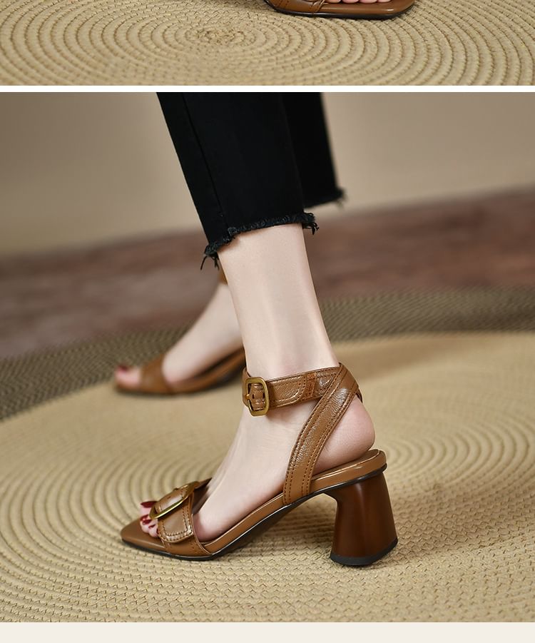 Block Heel Buckled Sandals