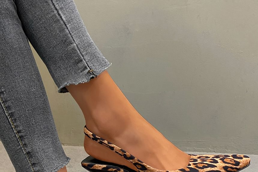 Kitten Heel Leopard Print Slingback Mules