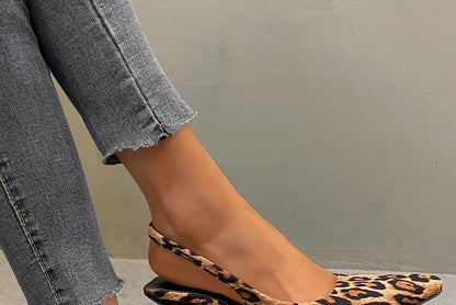 Kitten Heel Leopard Print Slingback Mules