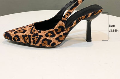 Kitten Heel Leopard Print Slingback Mules
