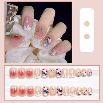 Peach Rainbow Press On Nail