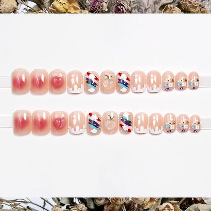 Peach Rainbow Press On Nail